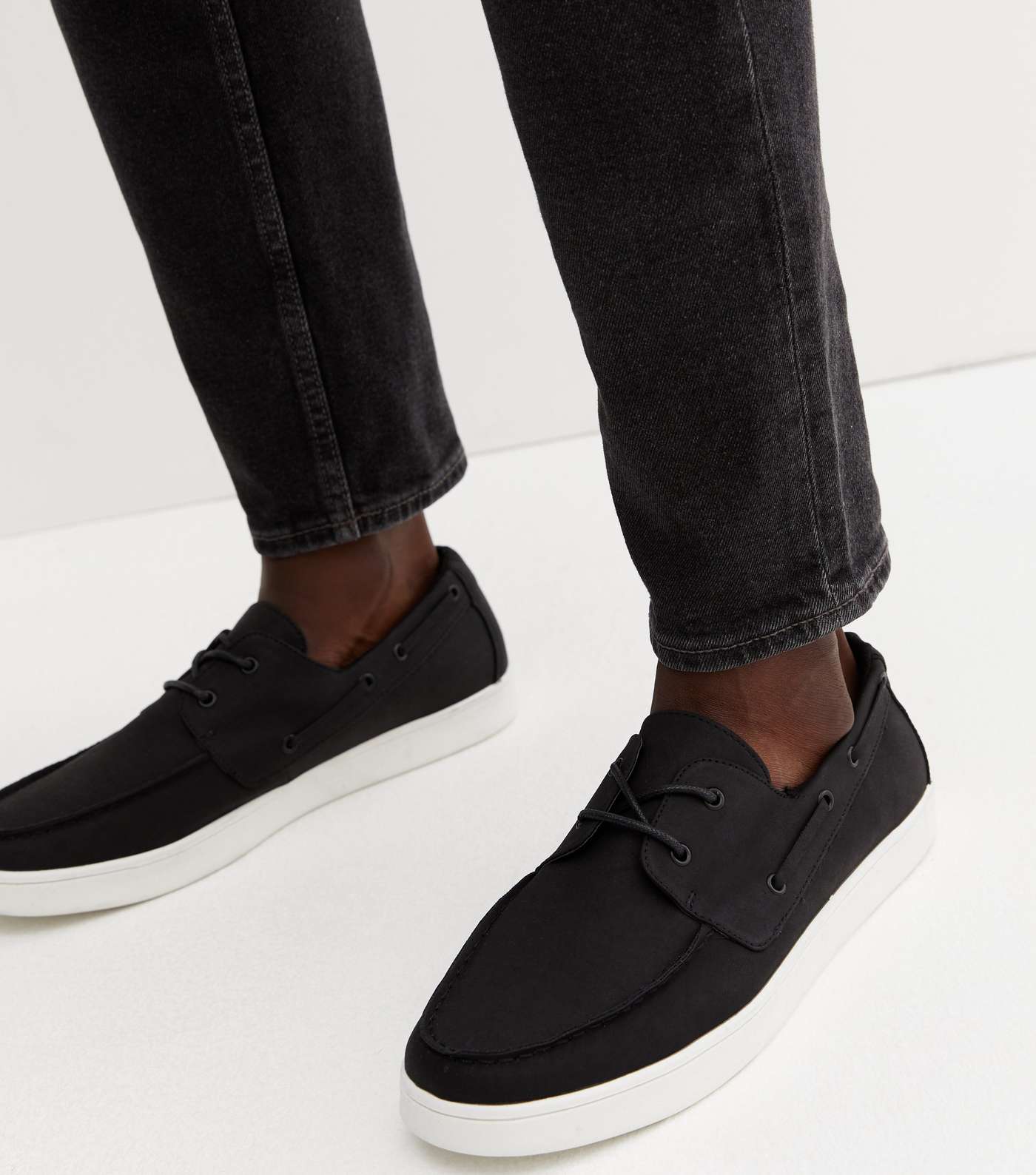 Black Suedette Boat Shoes | New Look