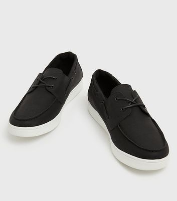 Men's Black Suedette Boat Shoes New Look