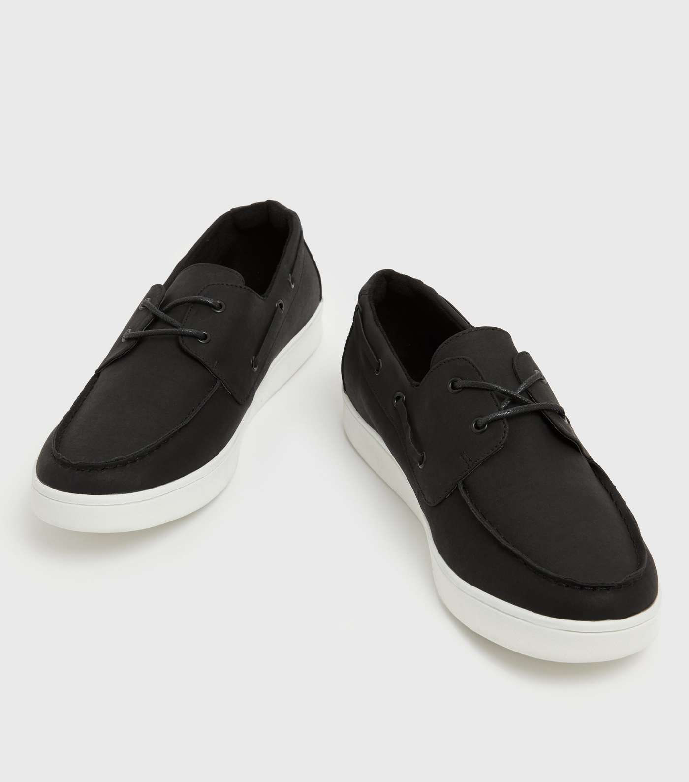 Black Suedette Boat Shoes Image 3
