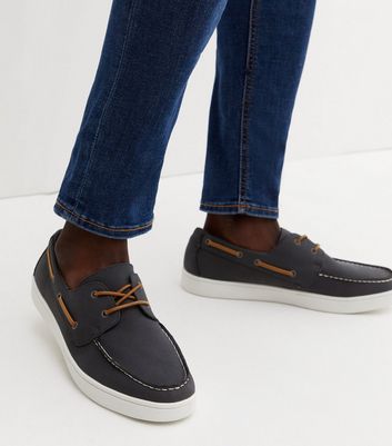 Navy Suedette Boat Shoes | New Look