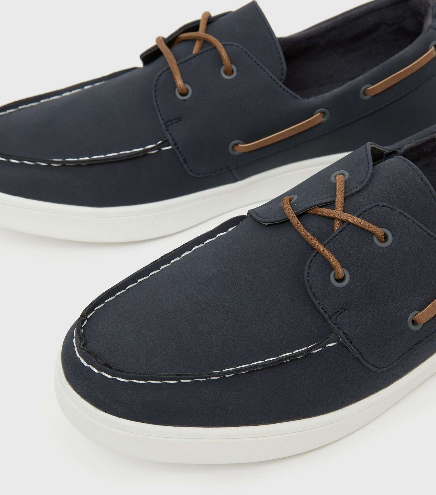 Navy Suedette Boat Shoes Image 4
