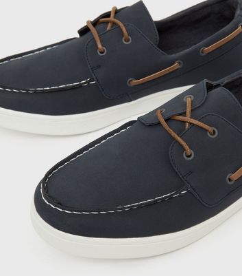Navy Suedette Boat Shoes | New Look