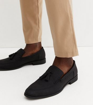 Black Suedette Tassel Loafers New Look