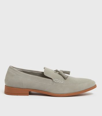 shop for Men's Pale Grey Suedette Tassel Loafers New Look at Shopo