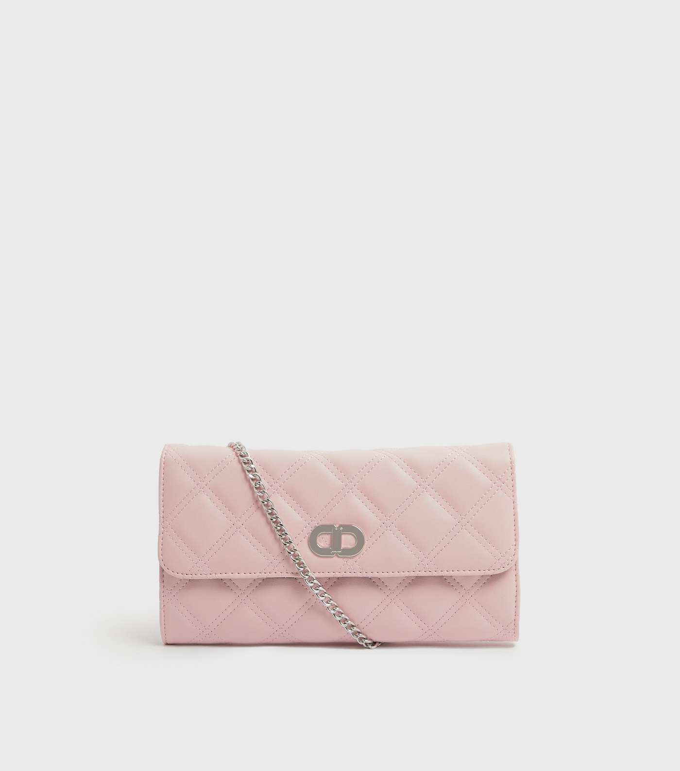 Pale Pink Quilted Chain Cross Body Bag