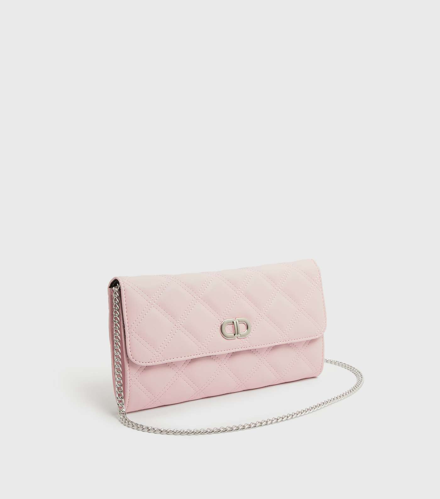 Pale Pink Quilted Chain Cross Body Bag Image 3
