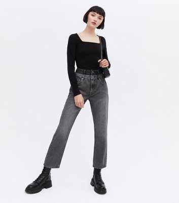 ONLY Dark Grey Double Waist Crop Jeans
