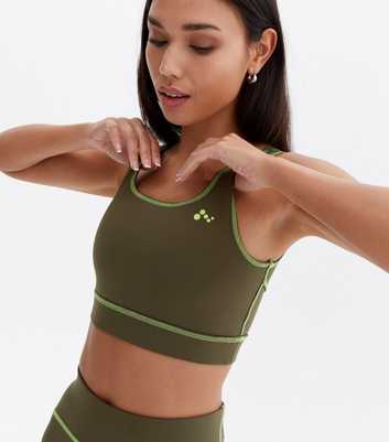 ONLY PLAY Khaki Logo Sports Crop Top
