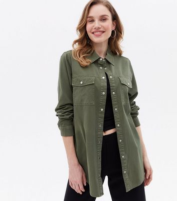 Tall Khaki Denim Oversized Shirt | New Look