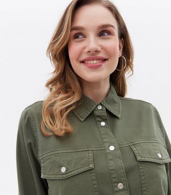 Tall Khaki Denim Oversized Shirt | New Look