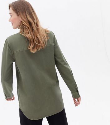 Tall Khaki Denim Oversized Shirt | New Look