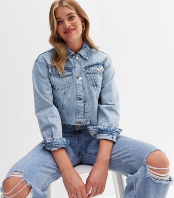 Tall Pale Blue Denim Crop Jacket | New Look