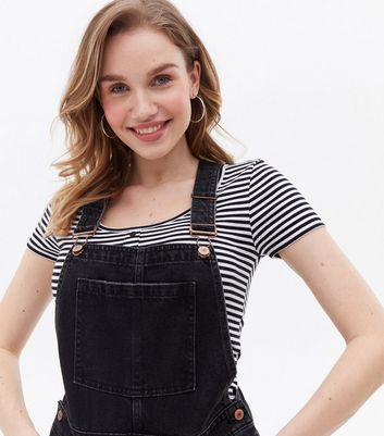 Girls black 2025 denim pinafore