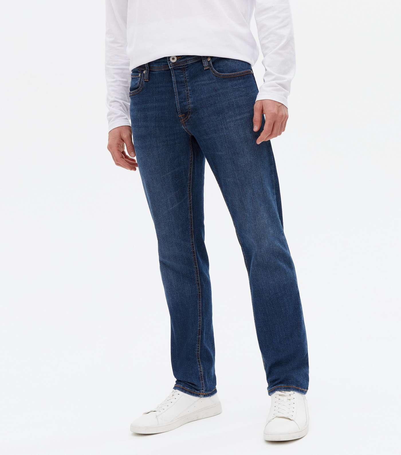 Jack & Jones Blue Mid Wash Straight Fit Jeans Image 2