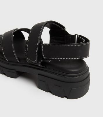 shop for Black Stitch Chunky Sandals New Look Vegan at Shopo