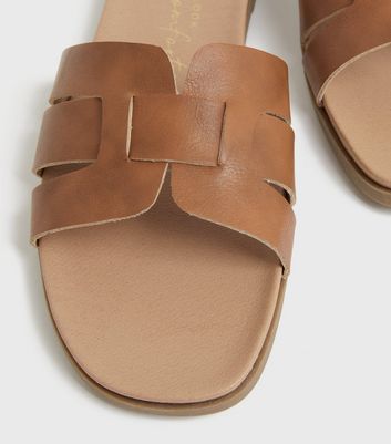 New look hot sale tan sliders