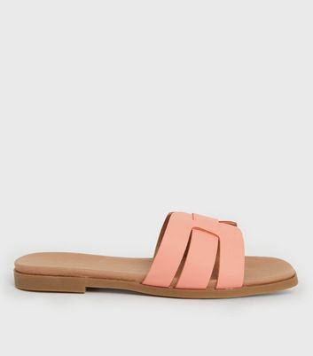 Wide Fit Coral Cut Out Strap Footbed Sliders New Look Vegan