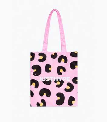 HYPE KIDS Pink Leopard Print Logo Tote Bag