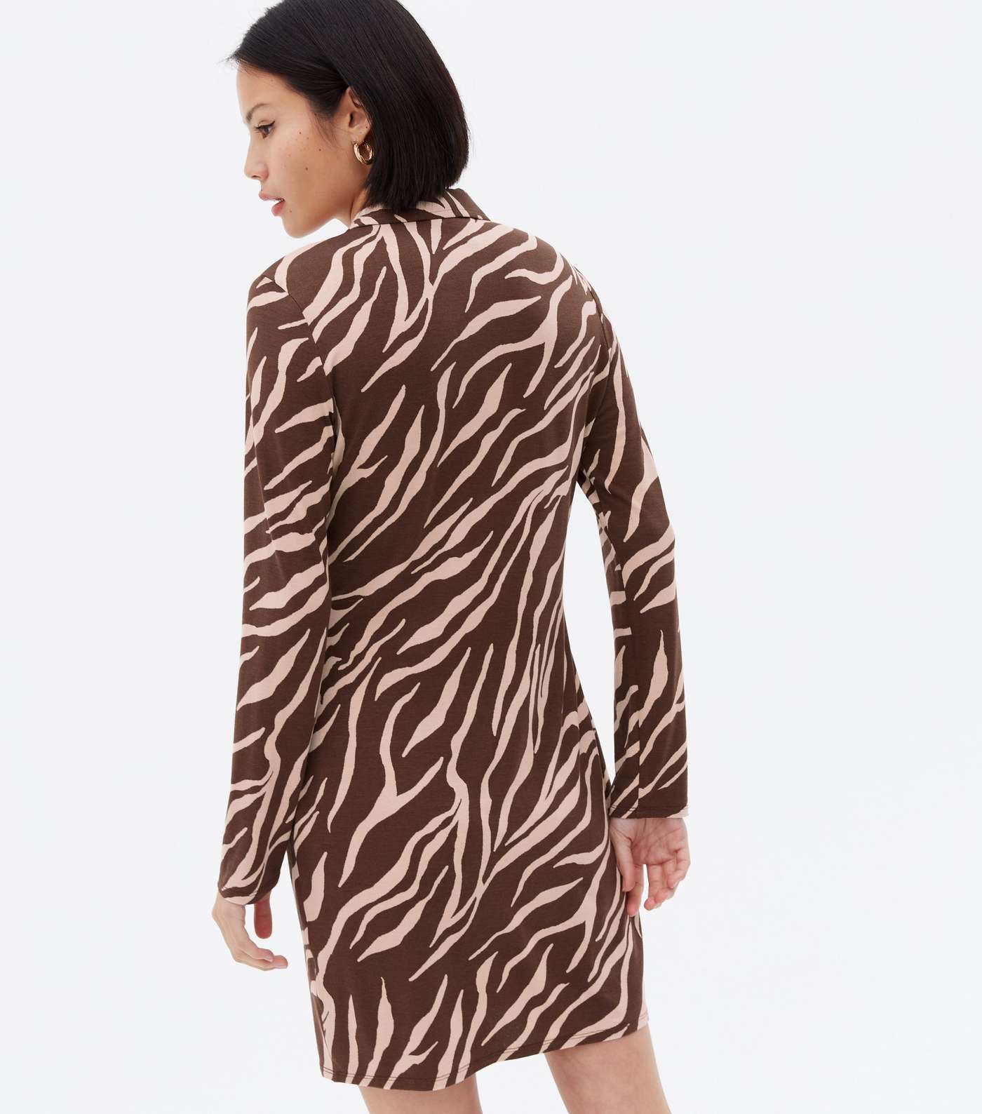 Brown Zebra Collared Mini Polo Dress Image 4