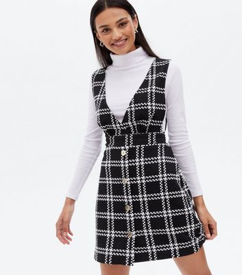 Black and white checkered pinafore outlet dress