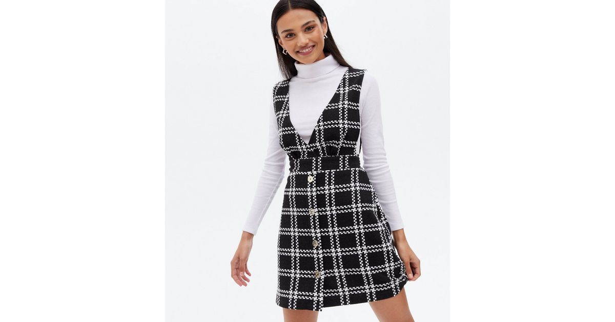 Pinafore Dress Black White Check Dress Black Check Pinafore Dress