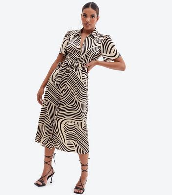 Off White Line Belted Midi Shirt Dress