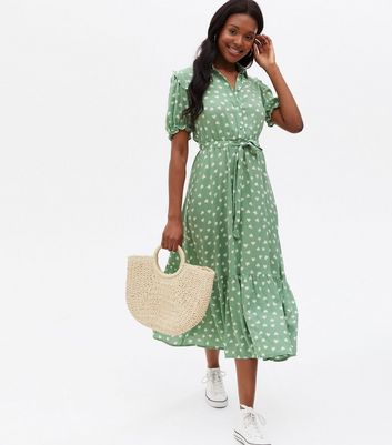 New look hot sale green shirt dress