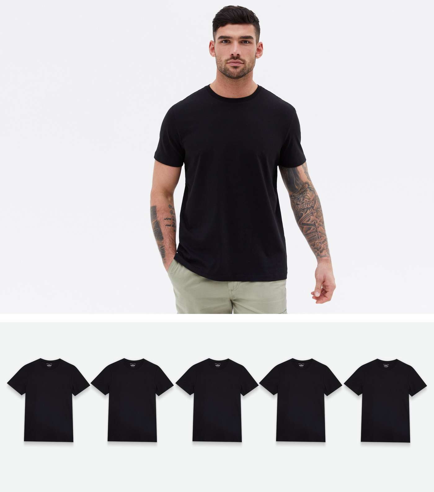 5 Pack Black Crew Neck T-Shirts