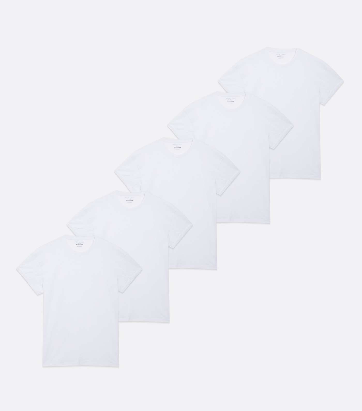 5 Pack White Crew Neck T-Shirts Image 5