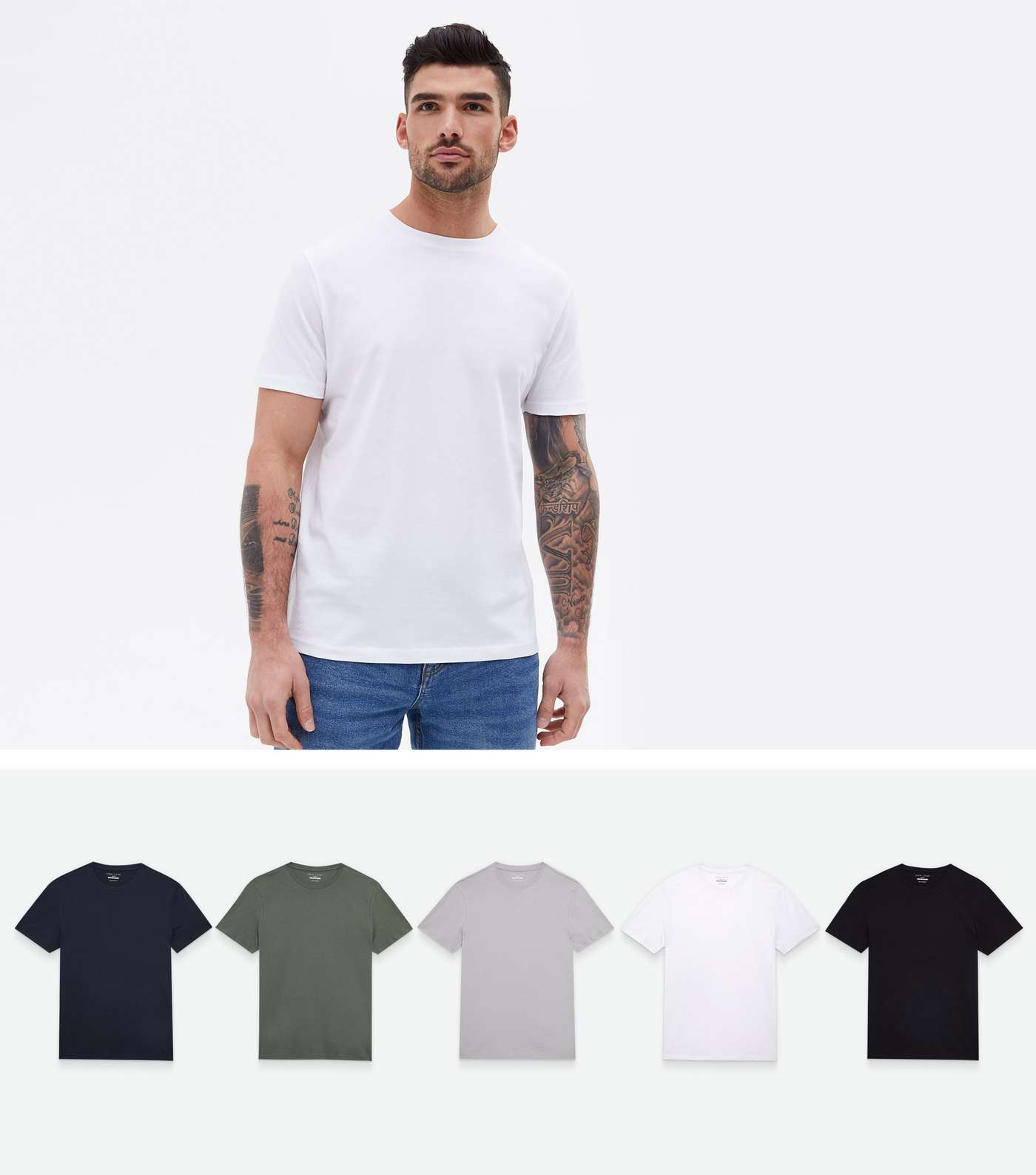 5 Pack Multicoloured Crew Neck T-Shirts