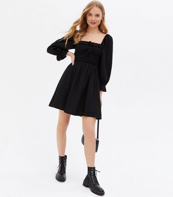 New look black ruffle sales dress