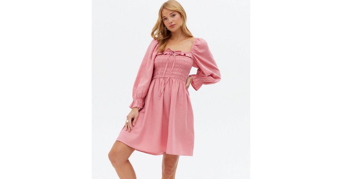 Frill Square Neck Mini Dress