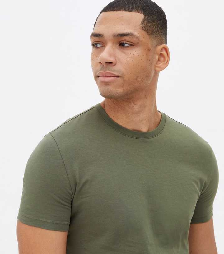 khaki muscle fit t shirt