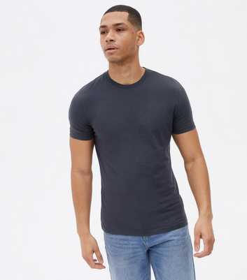 Navy Jersey Crew Neck Muscle Fit T-Shirt