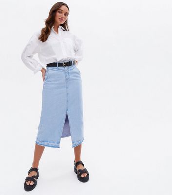 new look midi denim skirt