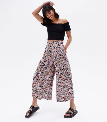 Printed Wide Leg Cropped Trousers  MS Collection  MS