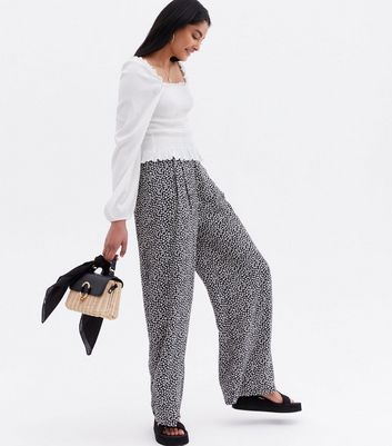 Black Daisy High Waist Wide Leg 