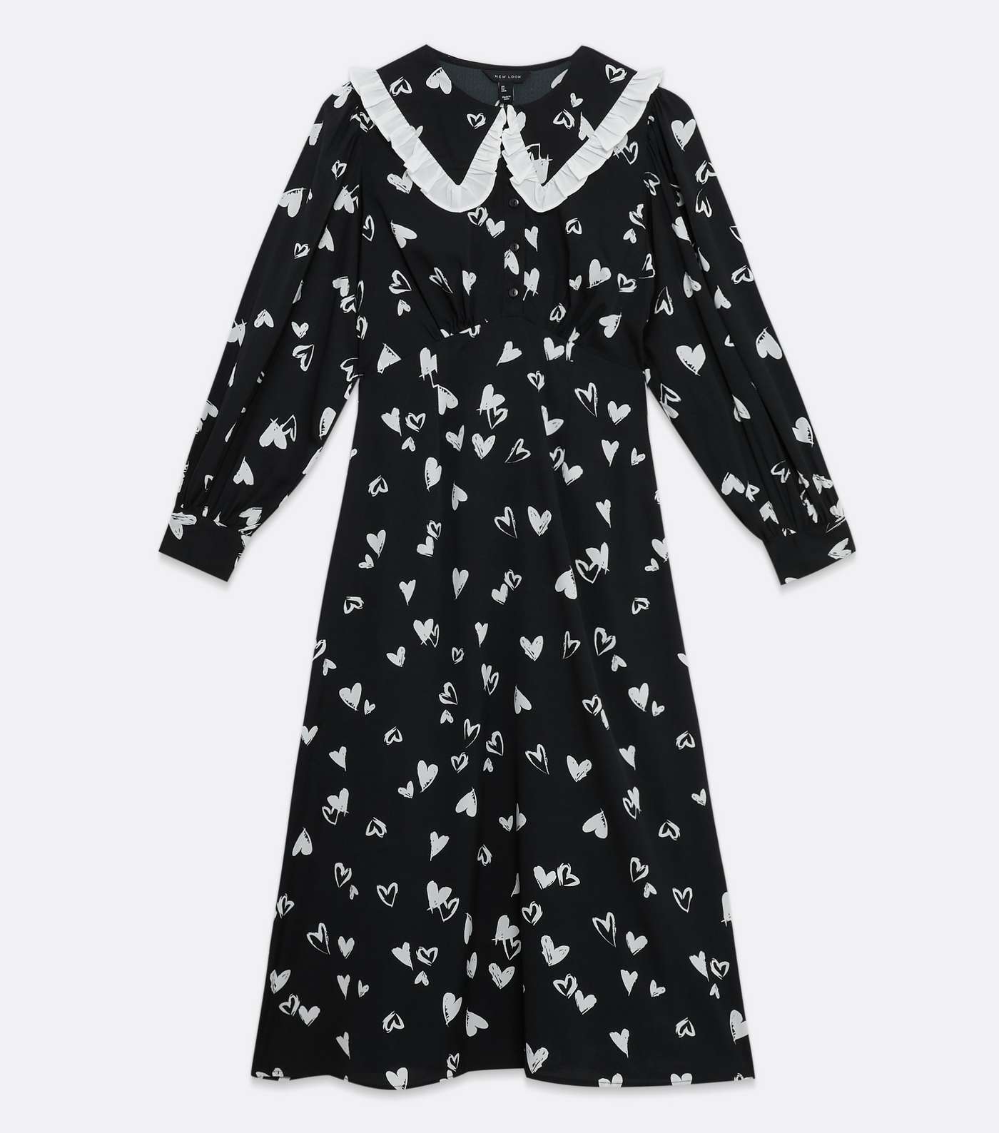 Black Heart Frill Collar Midi Dress Image 5