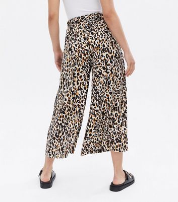 Brown  Wide Leg Leopard Trousers  Blue Vanilla