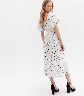 New look black clearance and white spotty dress