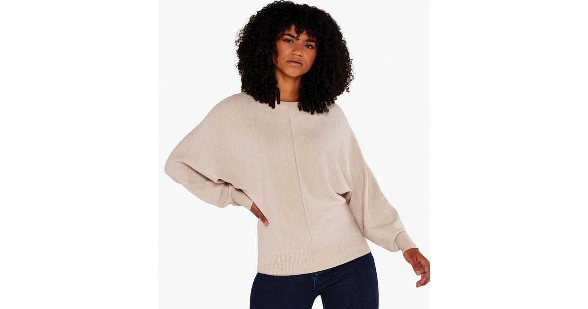 Apricot Stone Exposed Seam Batwing Jumper New Look