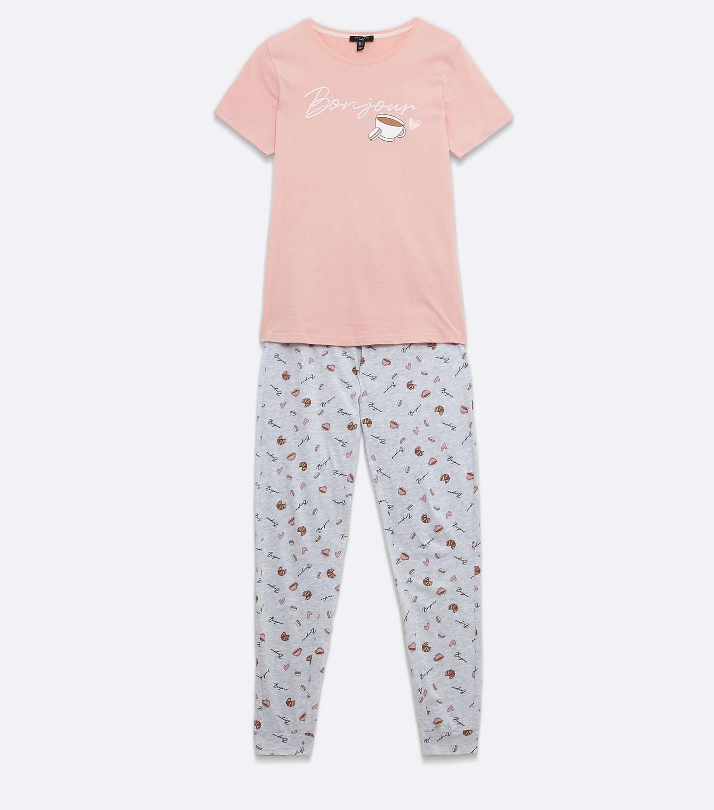 Tall Pink Jogger Pyjama Set with Bonjour Logo Image 5