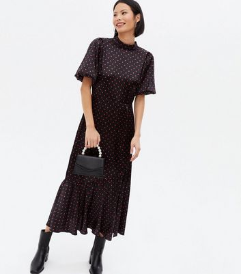 spot high neck midi dress
