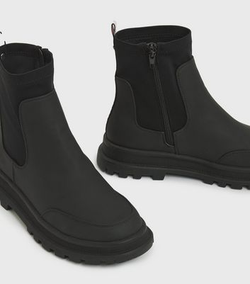 Click to view product details and reviews for Girls Black Stripe Back Chunky Chelsea Boots New Look Vegan.