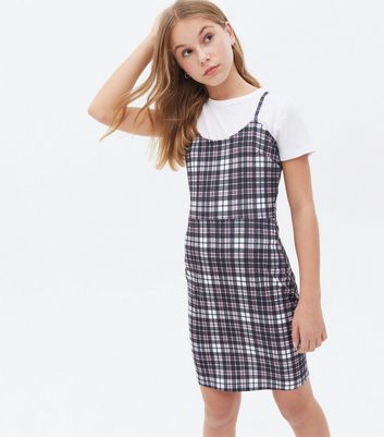 checkered strap dress