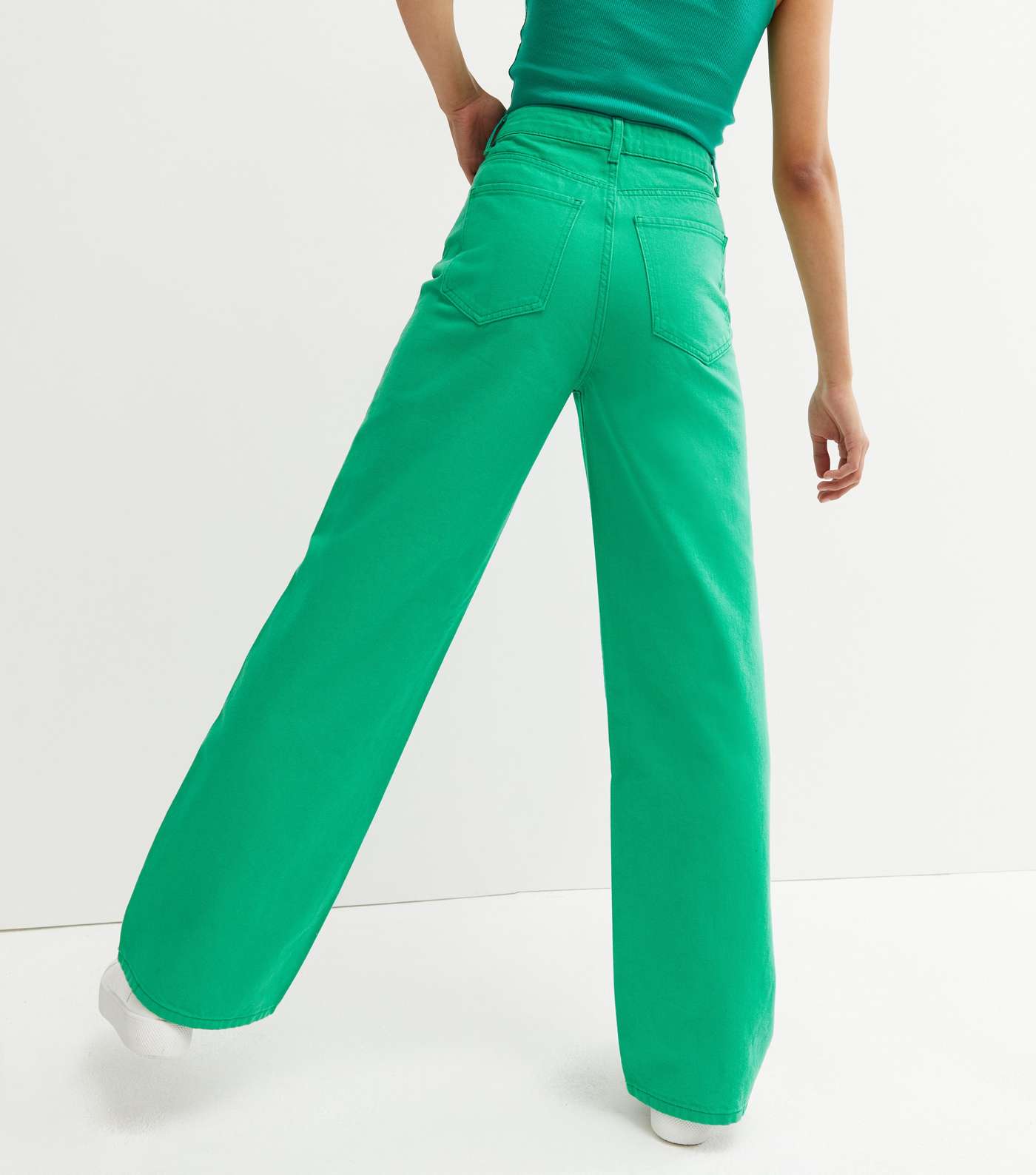 Green High Waist Adalae Wide Leg Jeans Image 4