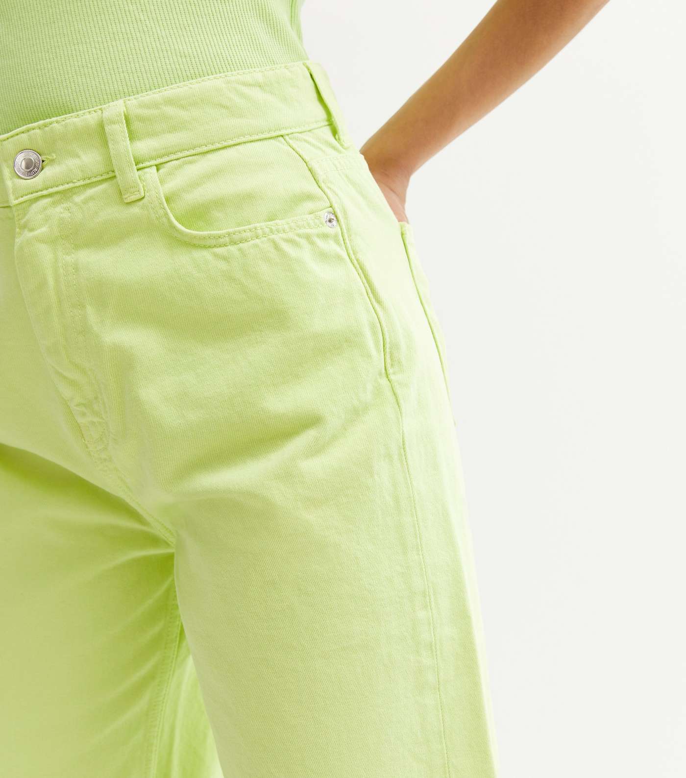 Light Green High Waist Adalae Wide Leg Jeans Image 3