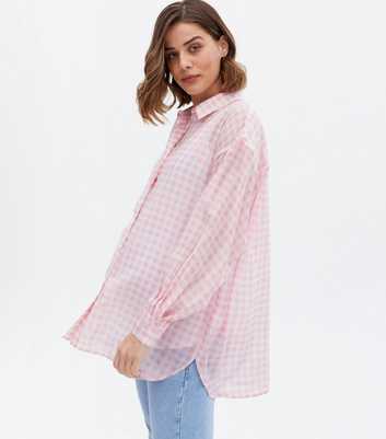 Maternity Pink Gingham Oversized Shirt