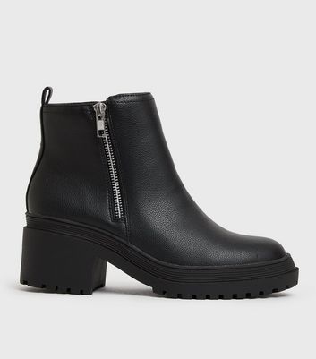 new look black zip boots