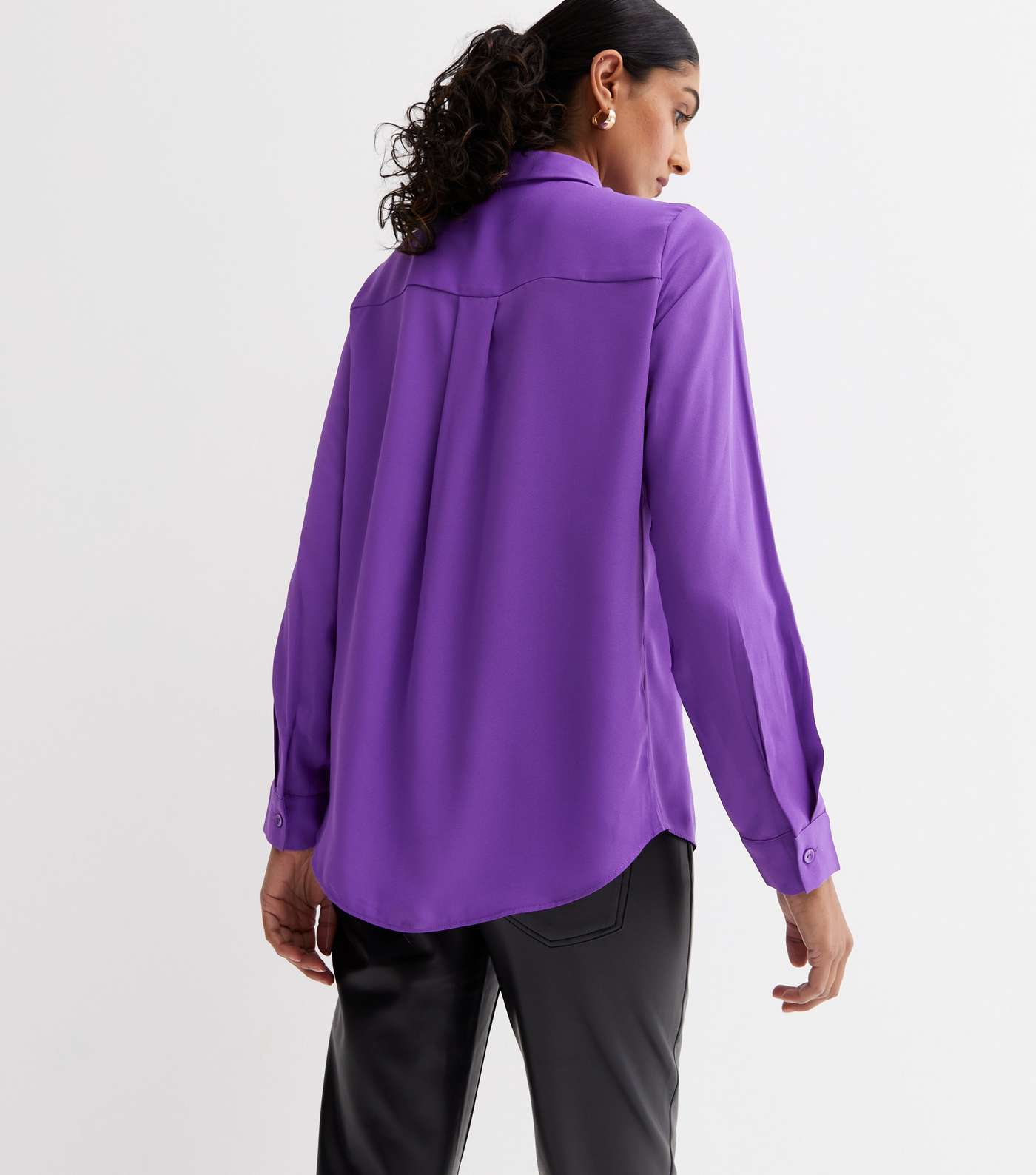 Purple Long Collared Button Up Shirt Image 4